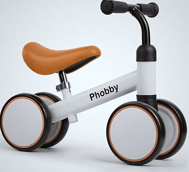 Baby Balance Bike for 1-2 Years, 4 Wheels, Adjustable Seat, 12-24 Months
