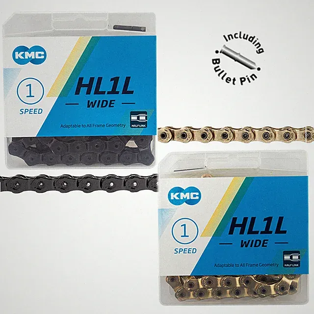 KMC HL1L Wide 1/8" Half Link Chain GOLD or BLACK Fixie BMX Track Bike fit HL710L