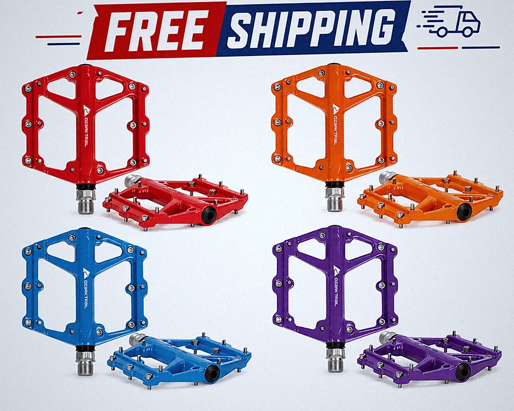 Ozark Trail Aluminum Mountain Bicycle Pedals, Compact and Durable, Orange