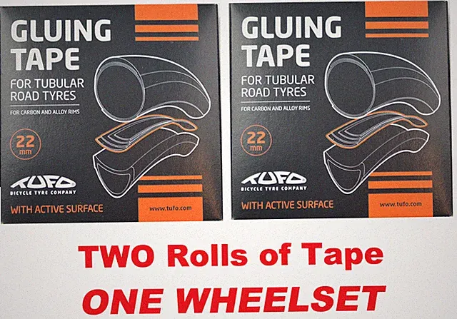 TWO NEW TUFO Tubular Gluing Glue Tape for 700c Road Tires 22mm fit 22-26mm rims
